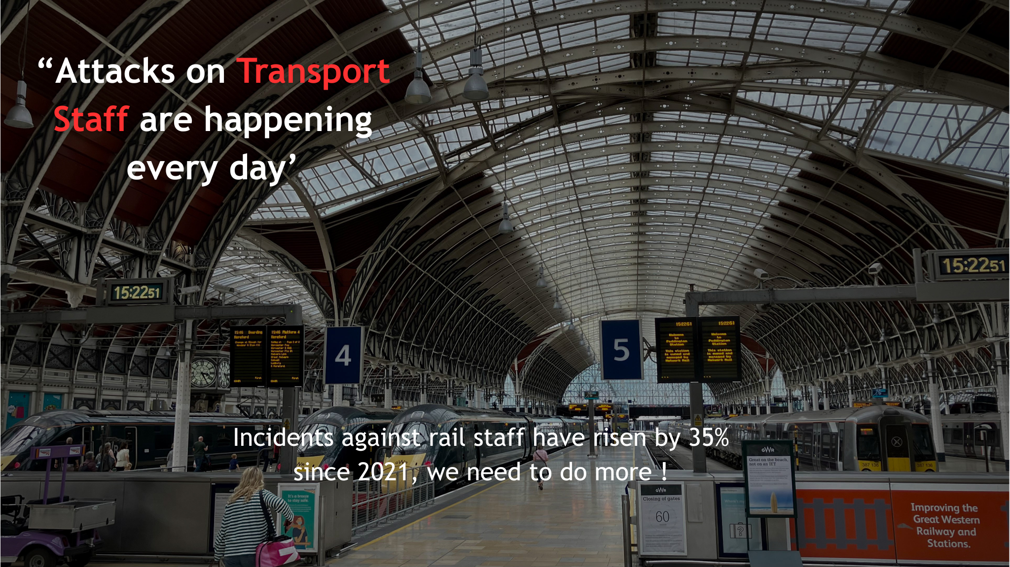 Headline graphic about daily attacks on transport staff